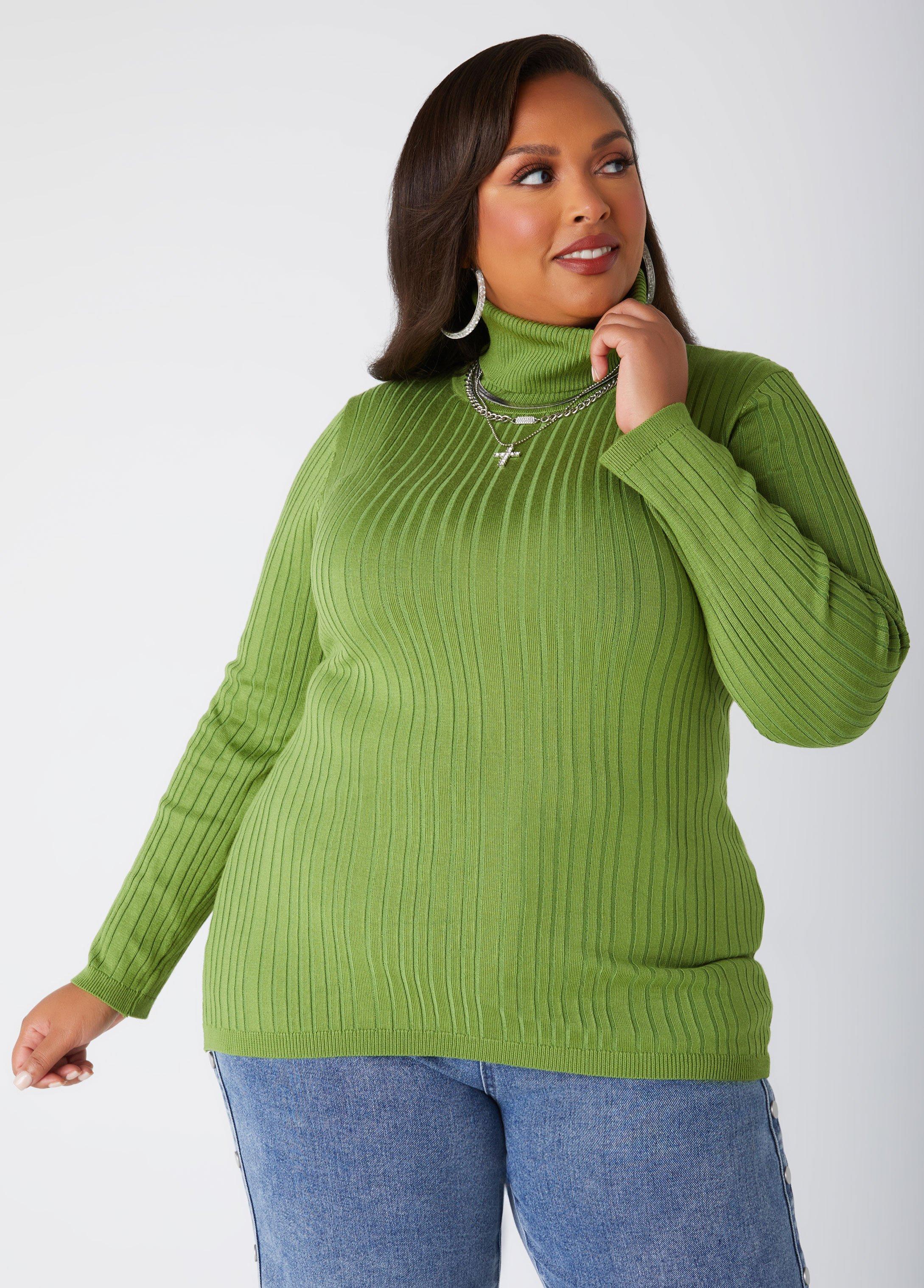 Plus Size Ribbed Turtleneck Sweater Ashley Stewart Product Image