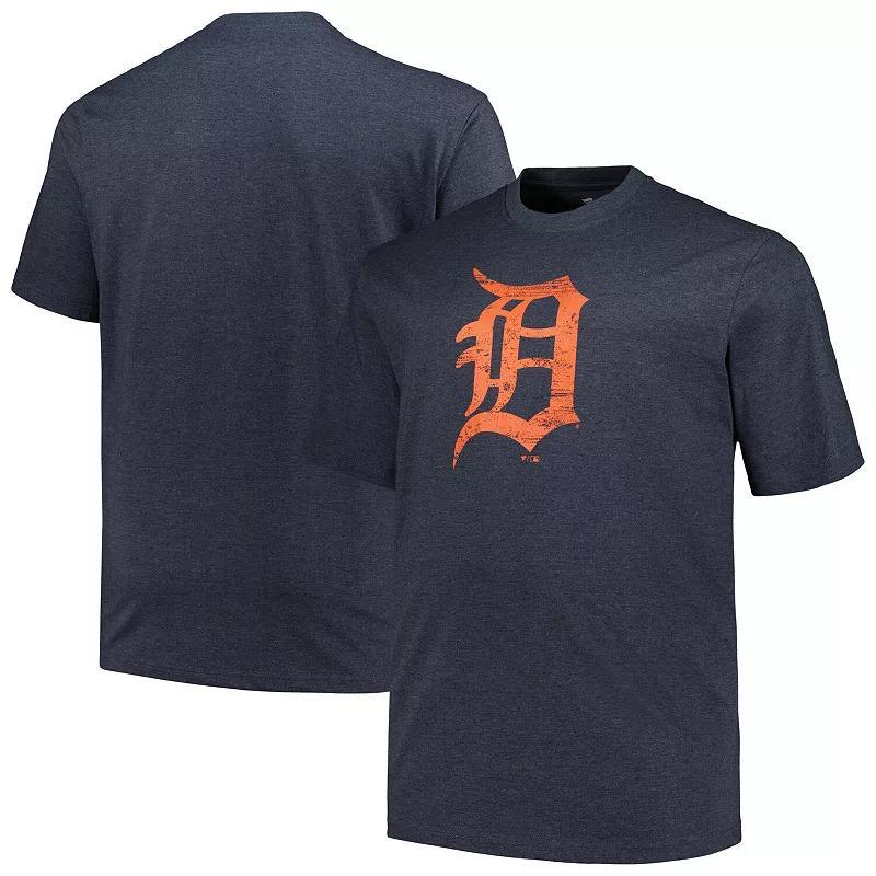 Mens Profile Heather Detroit Tigers Big & Tall Weathered Logo T-Shirt Blue Product Image