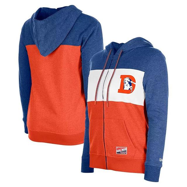 Womens New Era Royal Denver Broncos Color-Block Full-Zip Hoodie Product Image