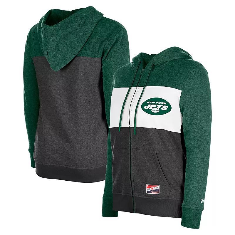 Womens New Era New York Jets Color-Block Full-Zip Hoodie Product Image