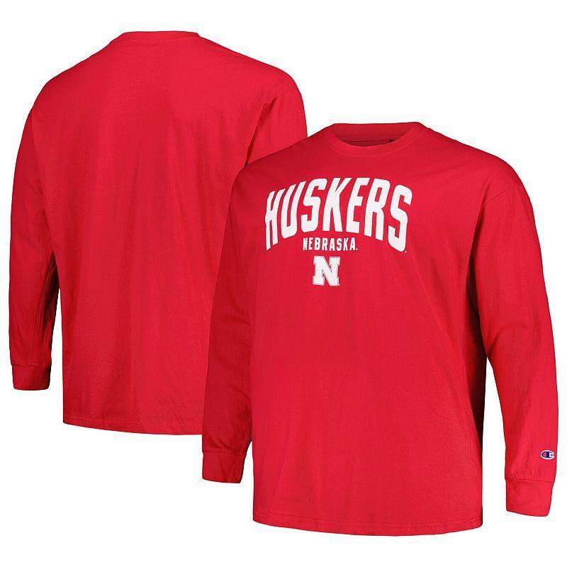 Mens Champion Scarlet Nebraska Huskers Big & Tall Arch Long Sleeve T-Shirt Product Image