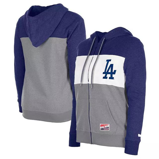 Womens New Era Royal Los Angeles Dodgers Color Block Full-Zip Hoodie Jacket Product Image