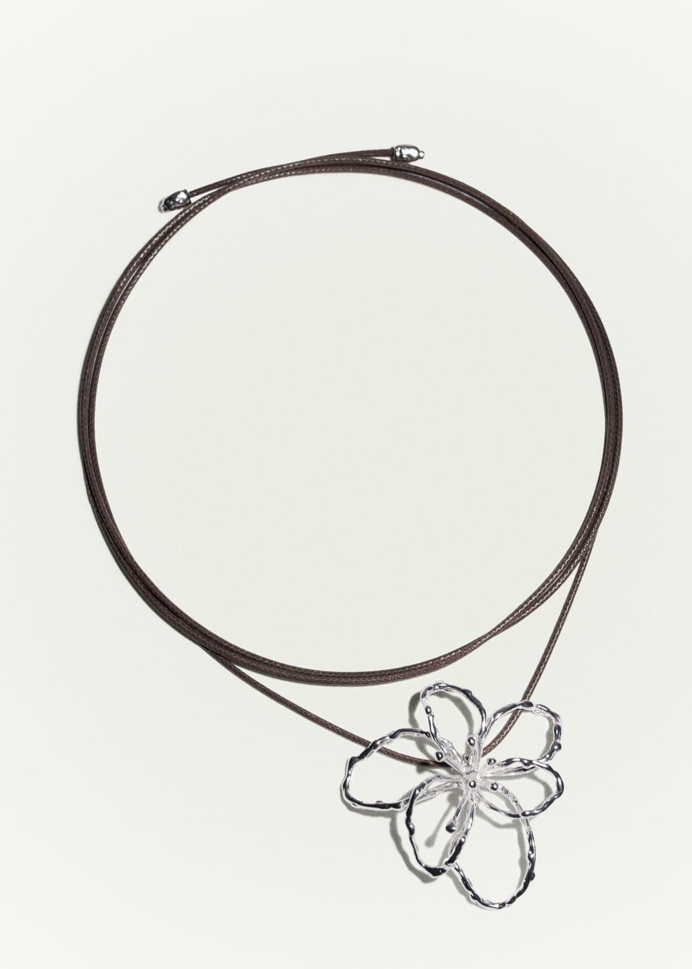 MANGO - Flower cord necklace - One size - Women Product Image