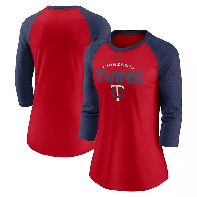 Womens Nike /Navy Washington Nationals Modern Baseball Arch Tri-Blend Raglan 3/4-Sleeve T-Shirt Product Image