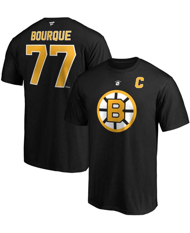 Mens Ray Bourque Black Boston Bruins Authentic Stack Retired Player Name and Number T-shirt Product Image