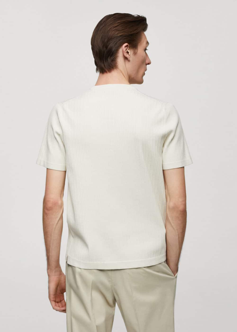 MANGO MAN - Ribbed knit t-shirt ecruMen Product Image