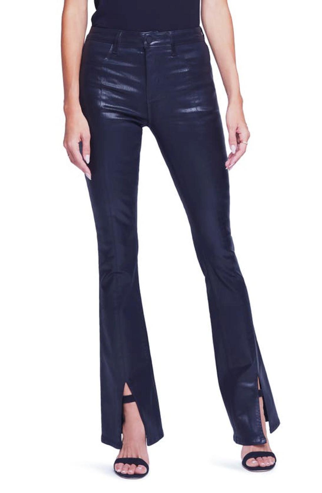 L AGENCE Beatrix Coated Split Hem Bootcut Jeans In Noir Coated Product Image