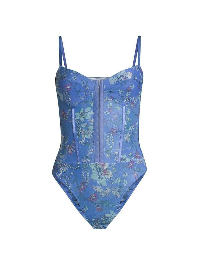 Womens Night Rythm Floral Corset Bodysuit Product Image