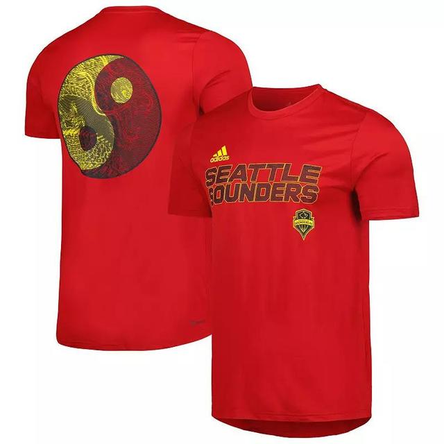 Mens adidas Red Seattle Sounders Fc Team Jersey Hook Aeroready T-shirt Product Image