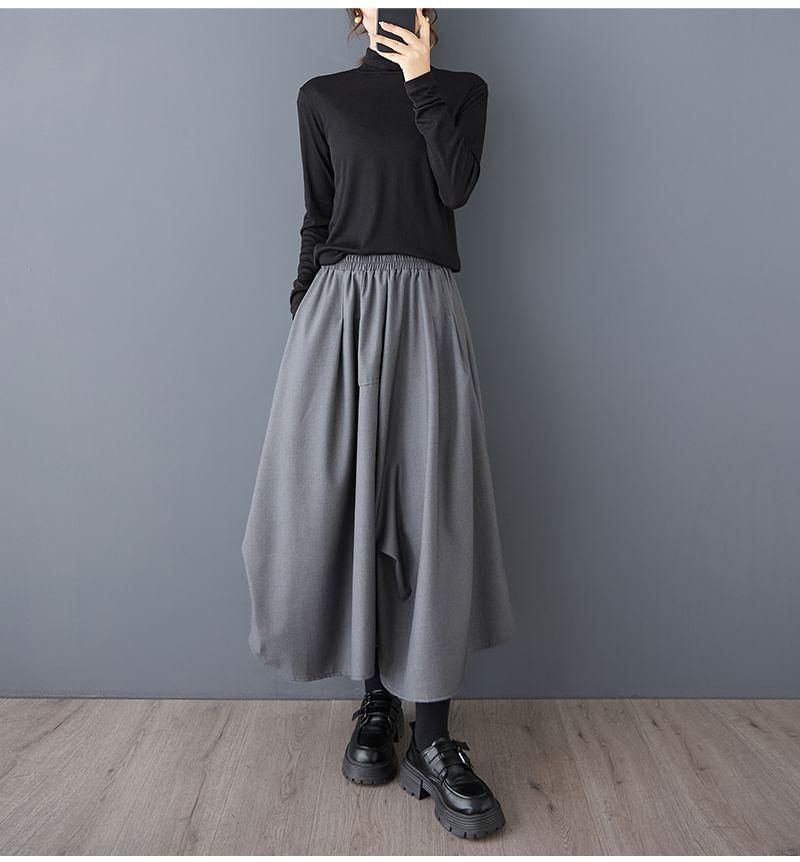 High Rise Asymmetrical Plain Maxi A-Line Skirt Product Image