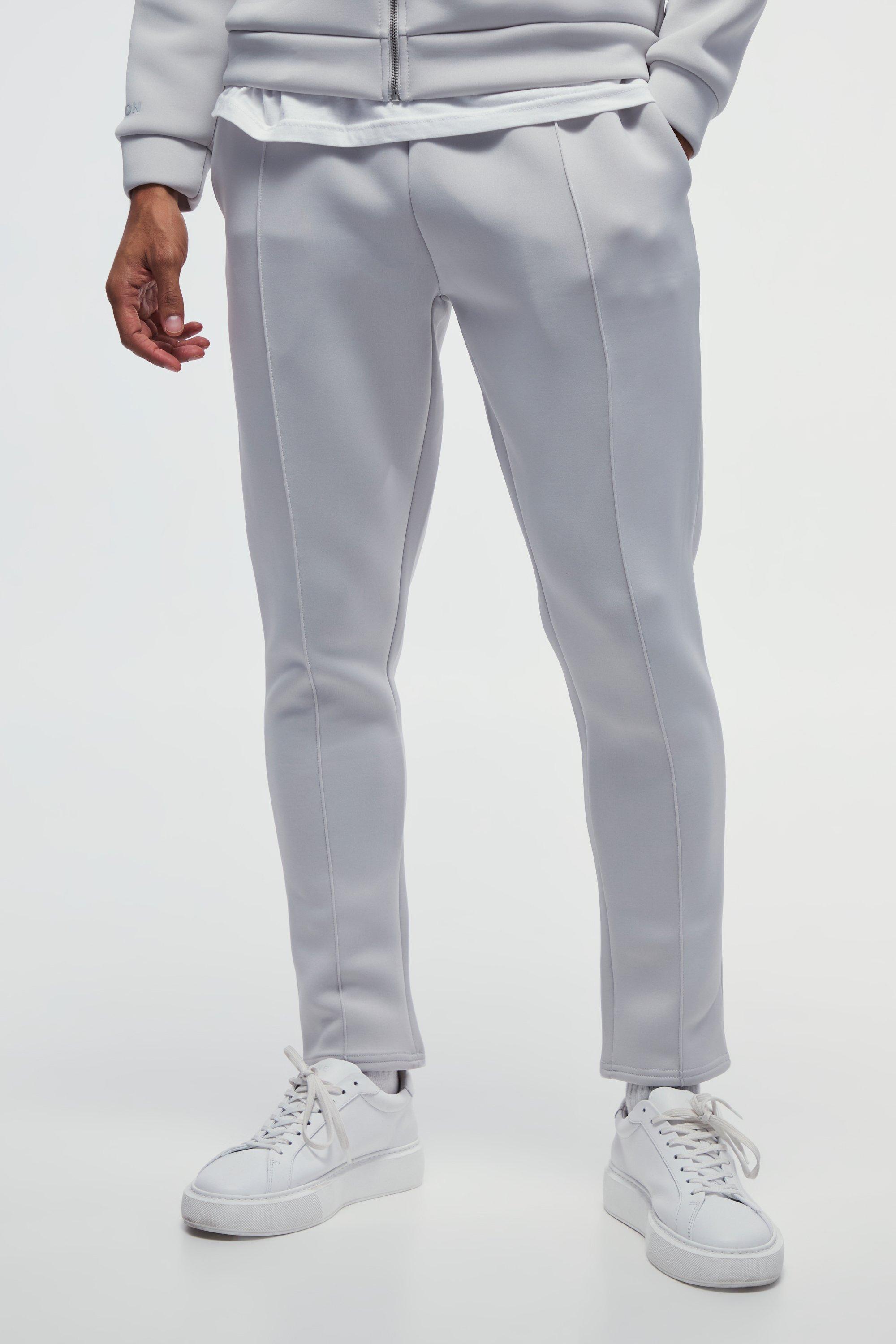 Slim Tapered Cropped Bonded Scuba Sweatpants | boohooMAN USA Product Image