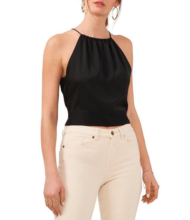 1. STATE Sleeveless Tie Back Halter Neck Satin Top Product Image