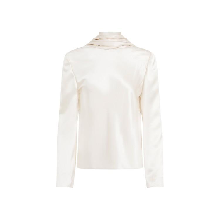 SAINT LAURENT Draped Crepe Blouse In White Product Image