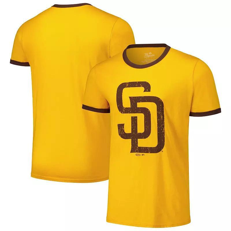 Mens Majestic Threads San Diego Padres Ringer Tri-Blend T-Shirt Product Image