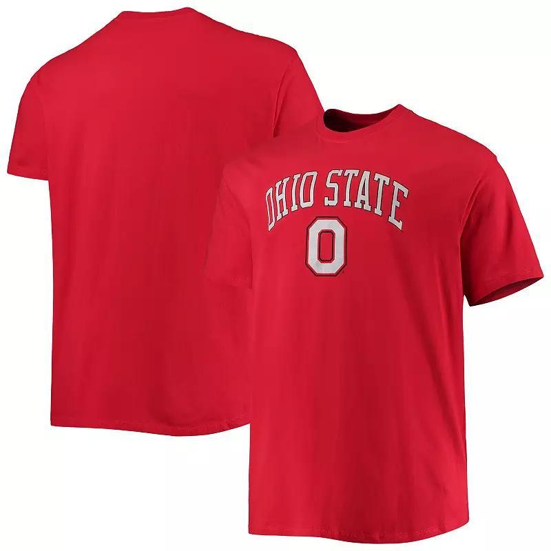 Mens Champion Scarlet Ohio State Buckeyes Big and Tall Arch Over Wordmark T-shirt Product Image