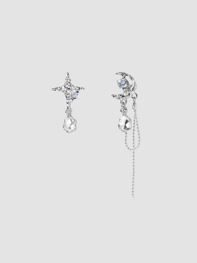 RHINESTONE DECOR MOON & STAR STUD EARRINGS Product Image