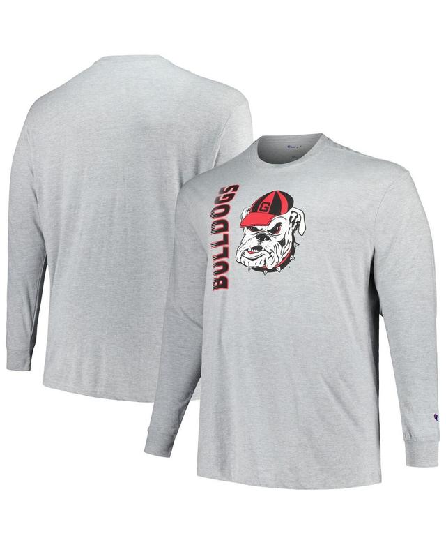 Mens Champion Heather Gray Georgia Bulldogs Big & Tall Mascot Long Sleeve T-Shirt Product Image