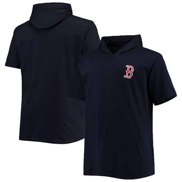 Mens Navy Boston Red Sox Big and Tall Jersey Short Sleeve Pullover Hoodie T-shirt Product Image