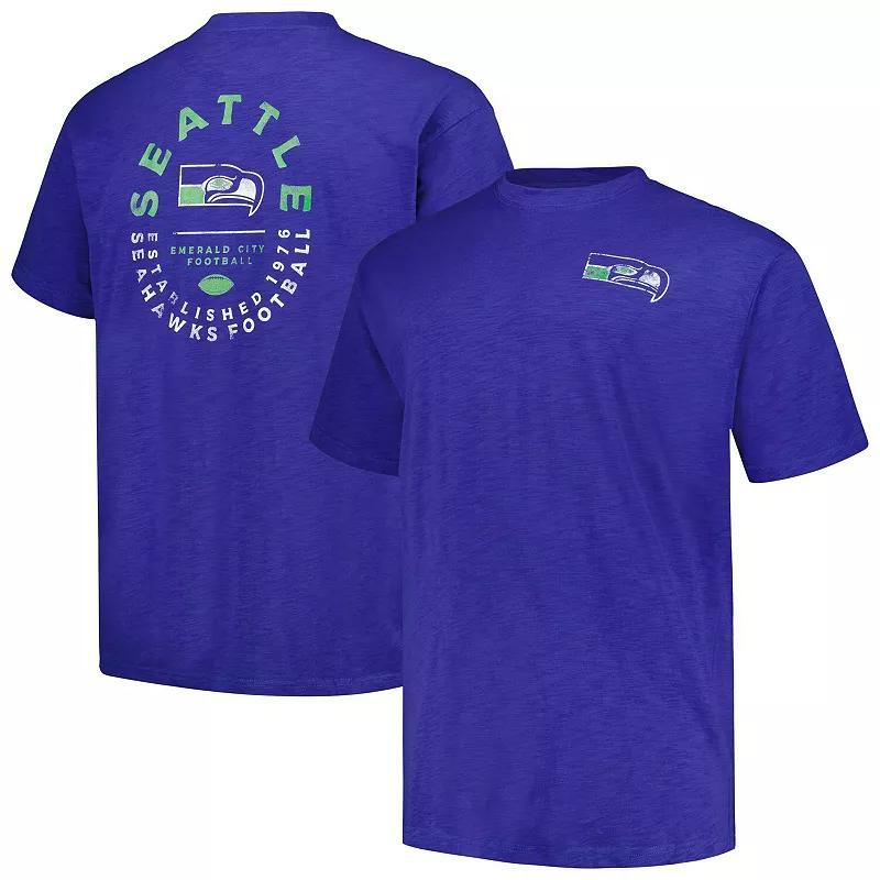 Mens Profile Royal Seattle Seahawks Big & Tall Two-Hit Throwback T-Shirt Product Image