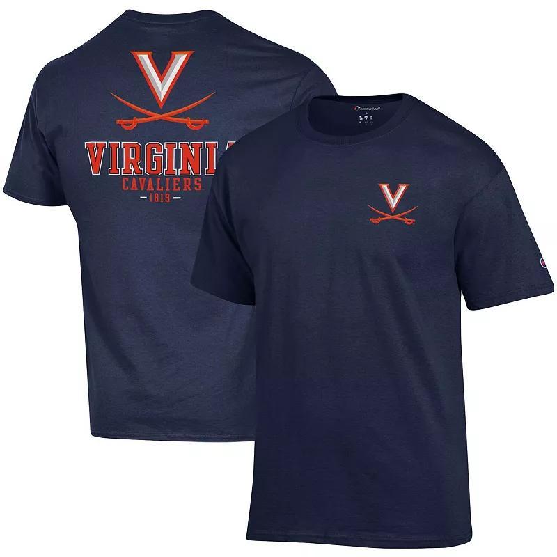 Mens Champion Navy Virginia Cavaliers Stack 2-Hit T-shirt Product Image