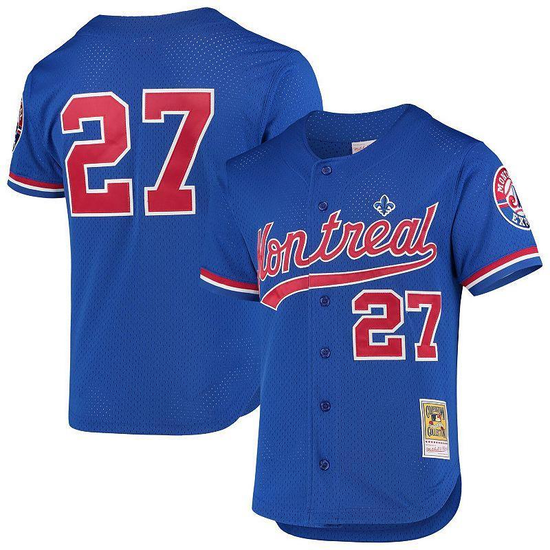 Mens Mitchell & Ness Vladimir Guerrero Blue Montreal Expos Cooperstown Collection Mesh Batting Practice Button-Up Jersey Product Image