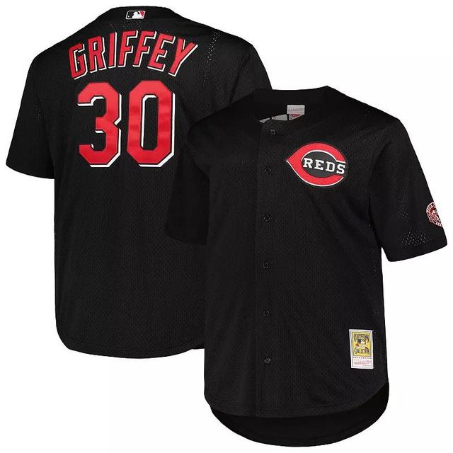 Mens Mitchell & Ness Ken Griffey Jr. Black Cincinnati Reds Big & Tall Cooperstown Collection Batting Practice Replica Jersey Product Image