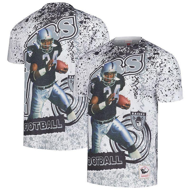 Mens Mitchell & Ness Bo Jackson White Las Vegas Raiders Retired Player Name & Number Burst T-Shirt Product Image