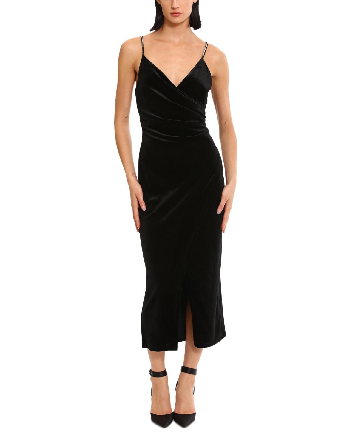 Donna Morgan Womens Rhinestone-Strap Midi Dress Product Image