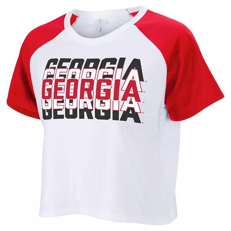 Womens ZooZatz Georgia Bulldogs Colorblock Repeat Raglan Cropped T-Shirt Product Image