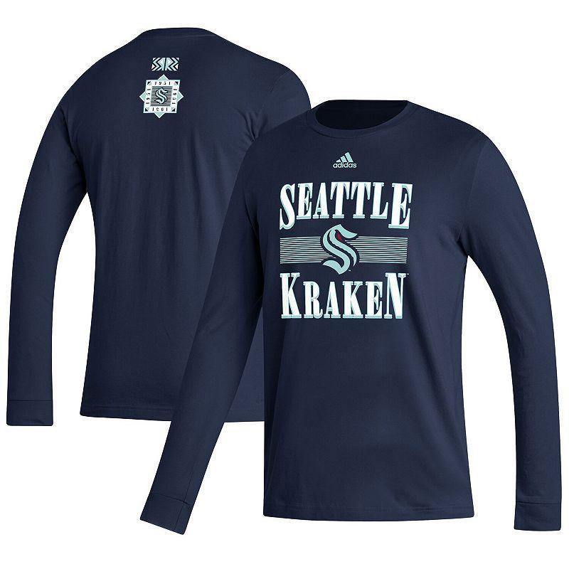 Mens adidas Navy Seattle Kraken Reverse Retro 2.0 Fresh Playmaker Long Sleeve T-shirt Product Image