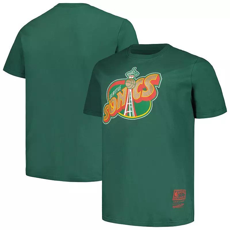 Mens Mitchell & Ness Hunter Green Seattle SuperSonics Big & Tall Hardwood Classics Vintage Logo T-Shirt Product Image