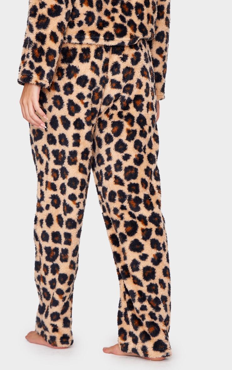 Brown Leopard Print Fleece Pj Pants Product Image