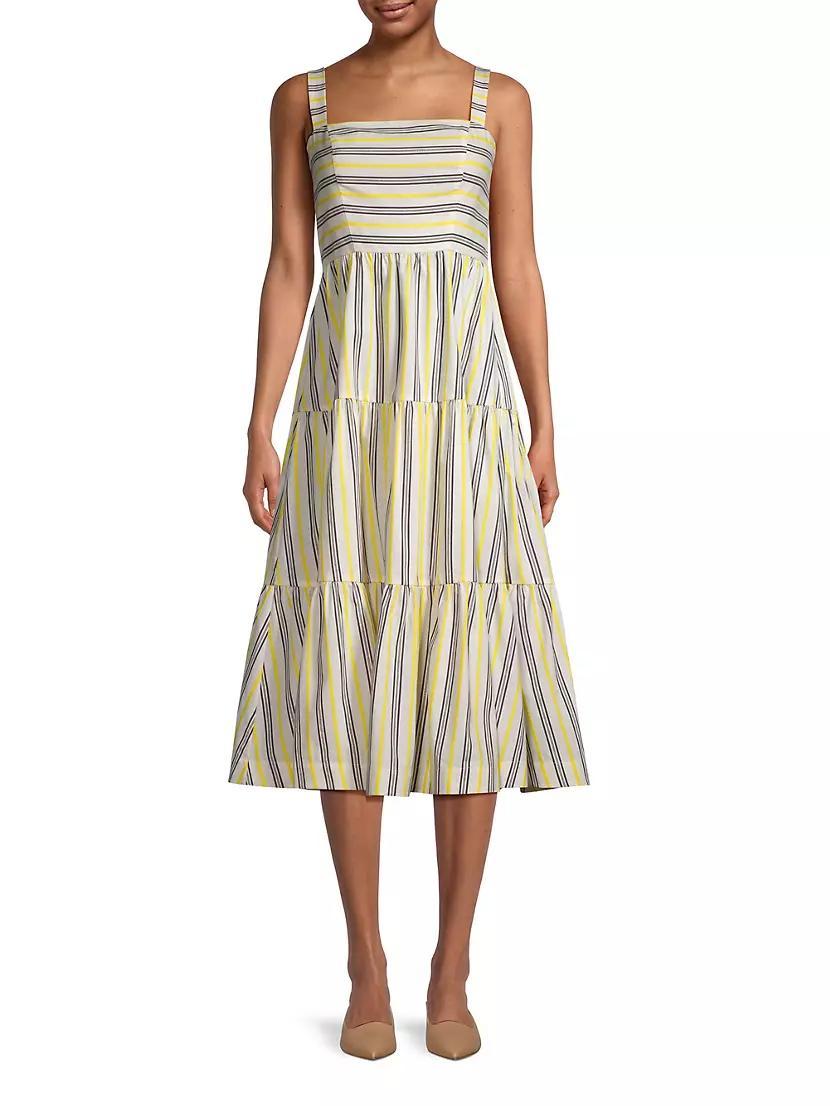 Striped Cotton-Blend Midi-Dress Product Image