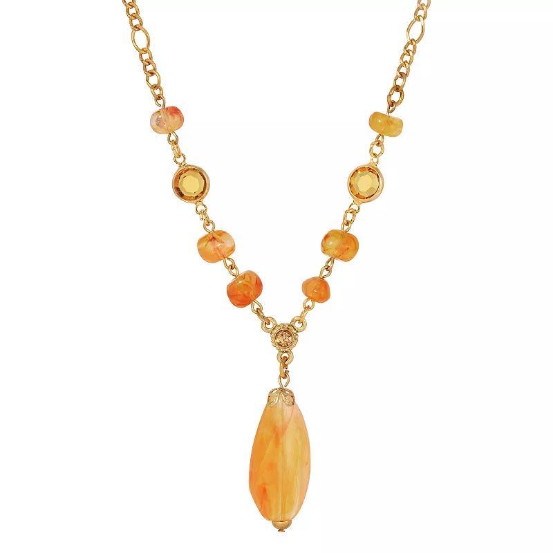 1928 Gold Tone Topaz Beaded Y Necklace, Womens, Beige Product Image