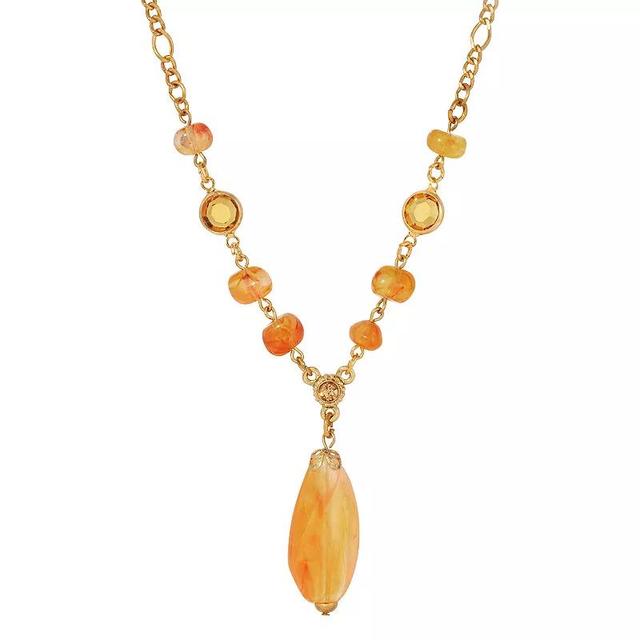 1928 Gold Tone Topaz Beaded Y Necklace, Womens, Lt Beige Product Image