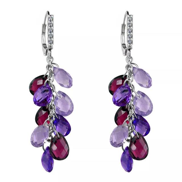 Sterling Silver Multi Color Amethyst Dangle Earrings, Womens Product Image