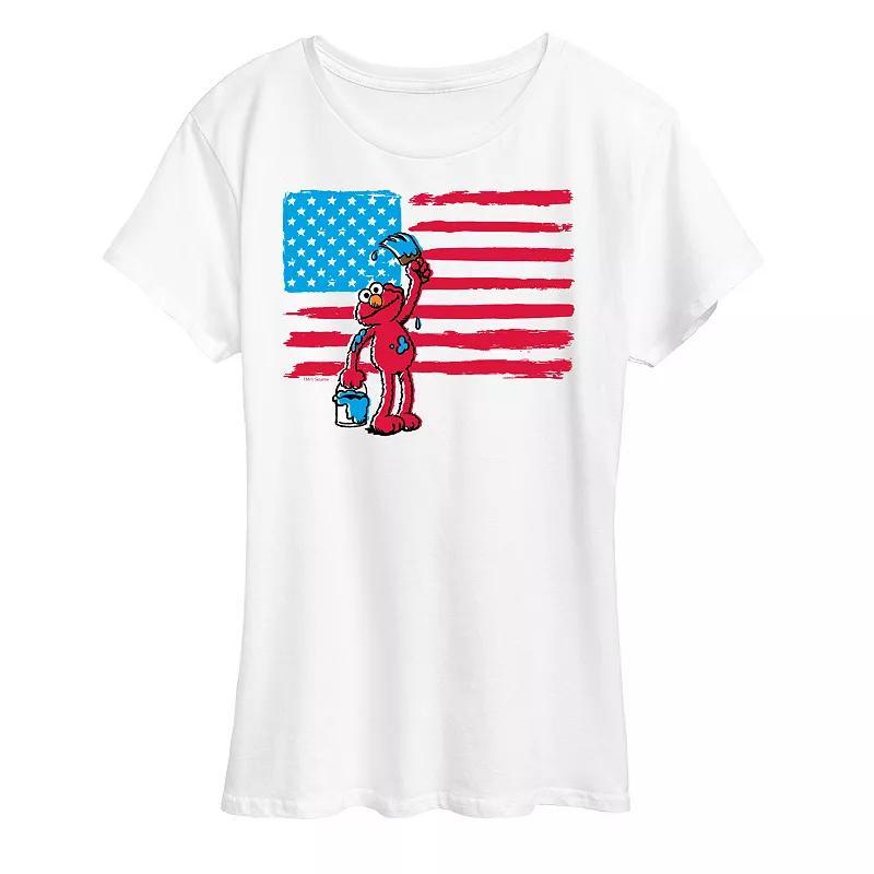 Womens Sesame Street Elmo American Flag Graphic Tee Product Image