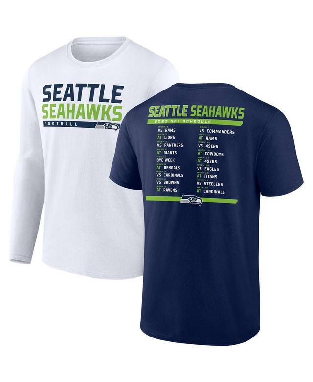 Mens Fanatics College Navy Seattle Seahawks Two-Pack 2023 Schedule T-shirt Combo Set - Navy Product Image