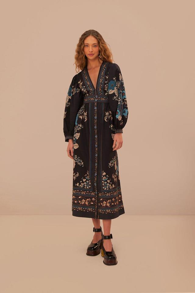 Blossom Tapestry Black Midi Dress Product Image