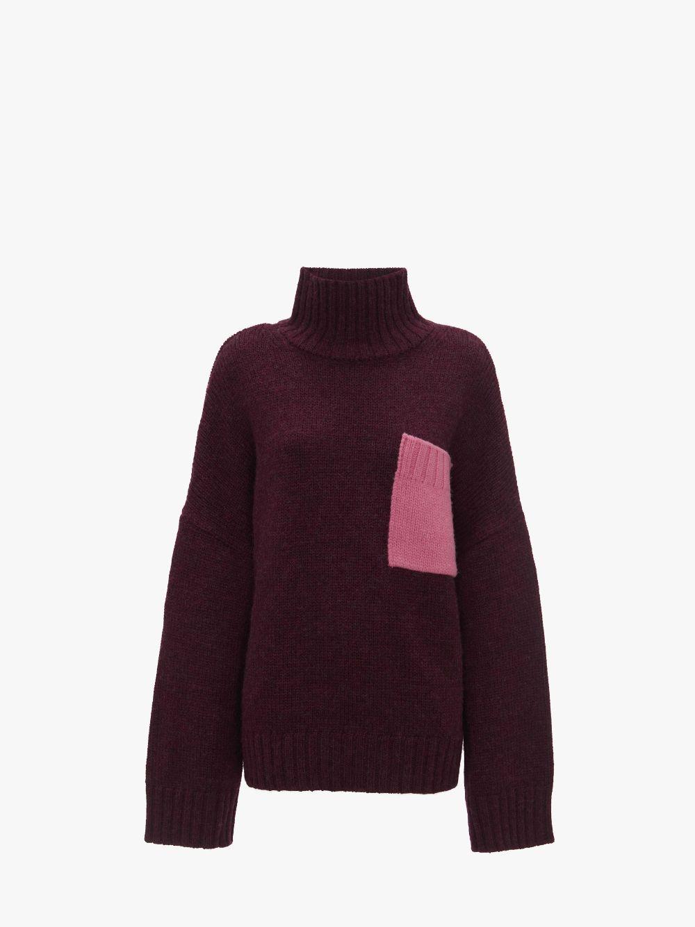 PATCH POCKET TURTLENECK SWEATER in purple | JW Anderson US  Product Image