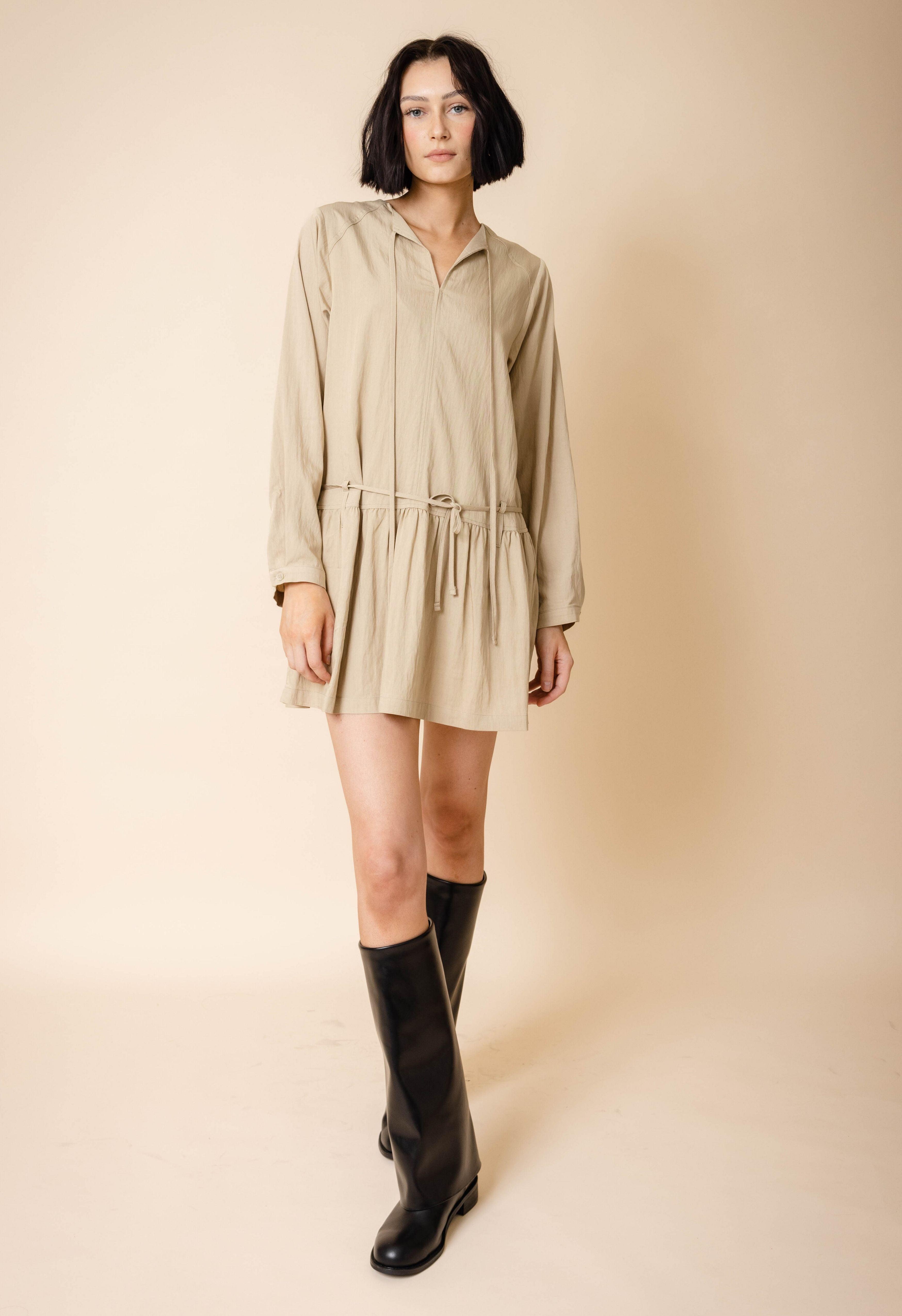 Rae Long Sleeve Pleated Mini Dress Product Image