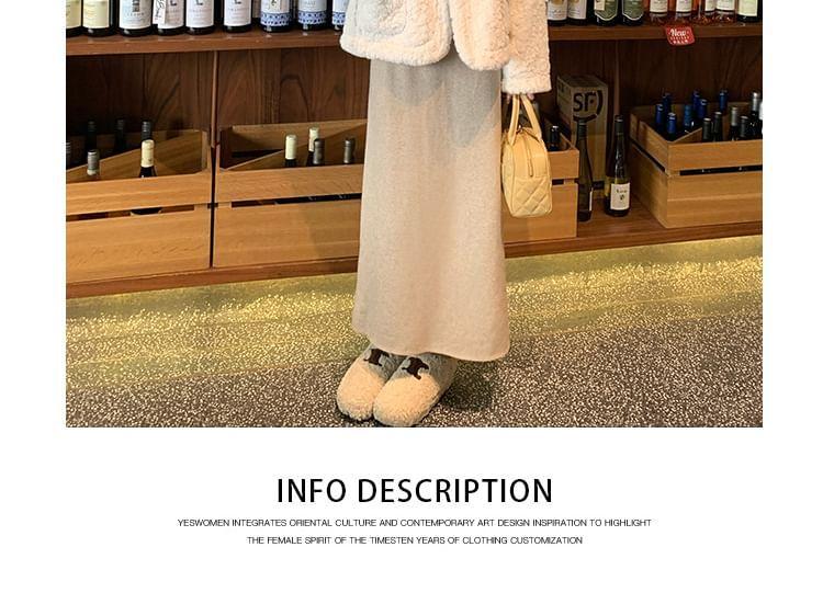 V-Neck Double Breasted Tweed Jacket / High Rise Plain Maxi Skirt Product Image