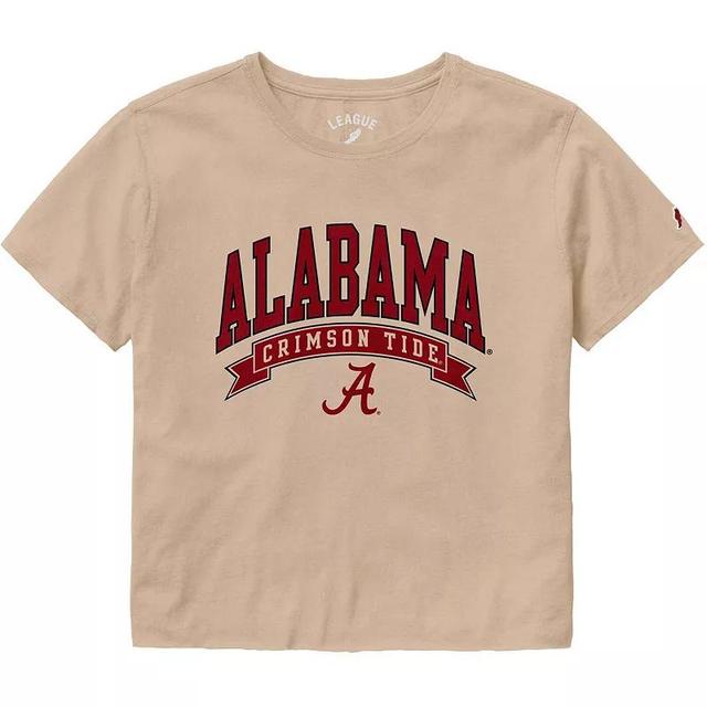 Womens League Collegiate Wear Tan Alabama Crimson Tide Banner Clothesline Cropped T-Shirt Product Image