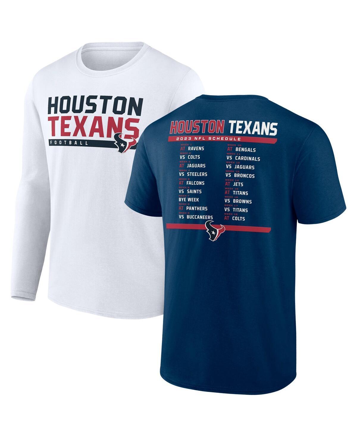 Mens Fanatics Branded /White Houston Texans Two-Pack 2023 Schedule T-Shirt Combo Set Blue Product Image