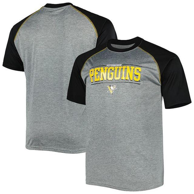 Mens Heather Gray Pittsburgh Penguins Big & Tall Logo Raglan T-Shirt Product Image