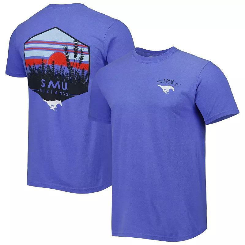 Mens Royal SMU Mustangs Landscape Shield T-Shirt Product Image