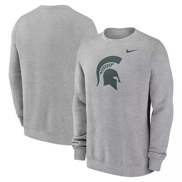 Mens Nike Heather Gray Michigan State Spartans Primetime Evergreen Fleece Pullover Sweatshirt Product Image