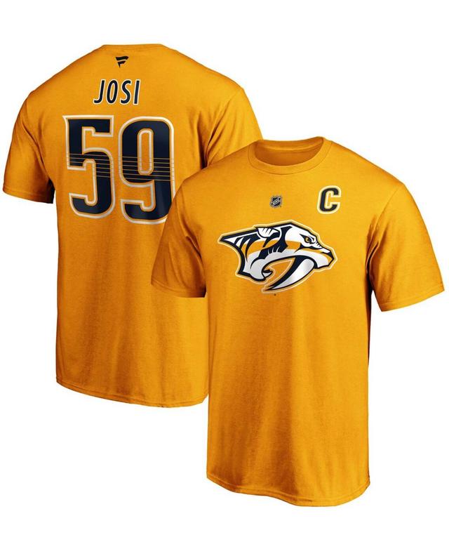 Mens Roman Josi Gold Nashville Predators Authentic Stack Player Name and Number T-shirt Product Image