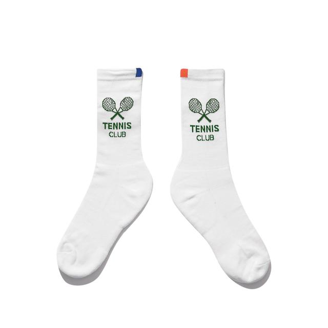 The Men's Tennis Sock - White/Green Male Product Image