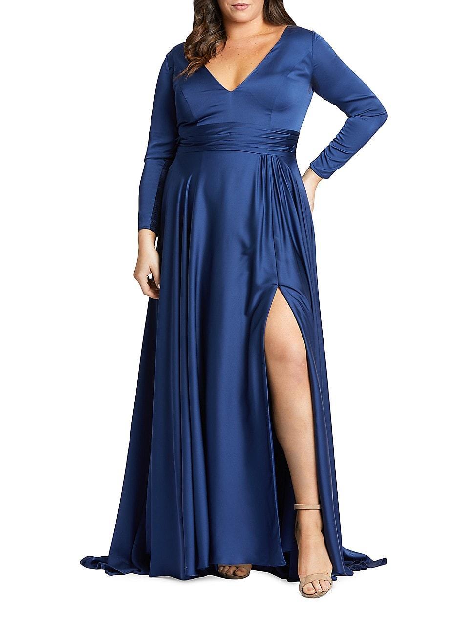 Womens Plus Size Banded A-Line Gown, Product Image